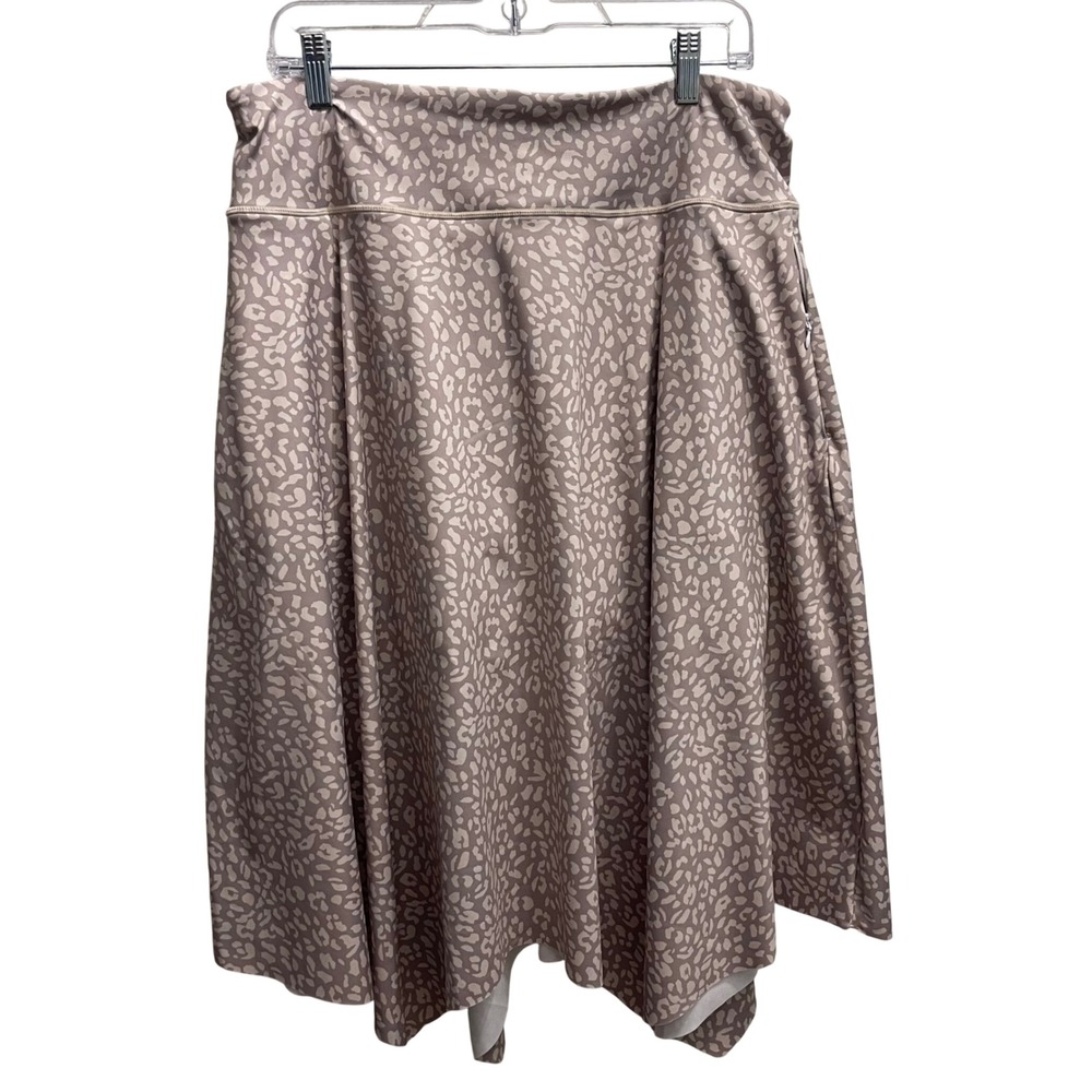 NWT Asymmetric Midi Skirt 2XL Khaki Leopard Raw Hem Pockets Shorts Athleisure